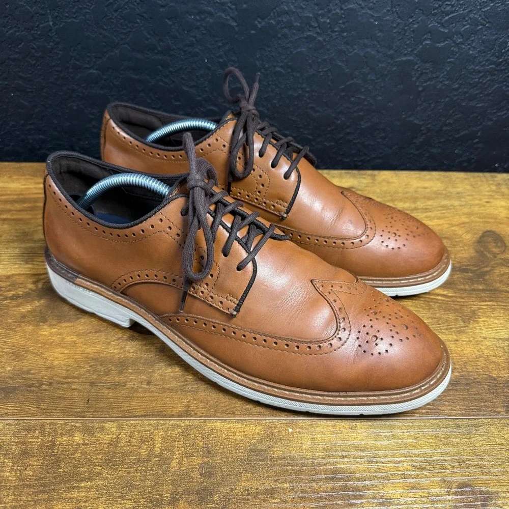 Cole Haan Grand 360 C34120 British Tan Leather Wingtip Oxford Shoes Mens 10M